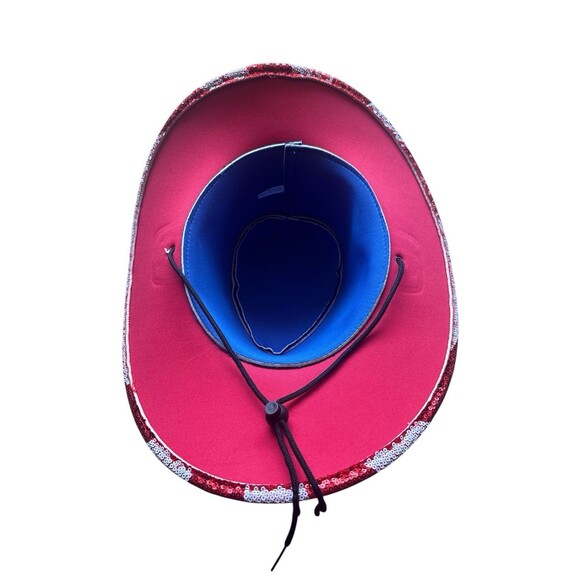 NWT Stars & Stripes Patriotic Sequined Cowboy Hat Election 4th of July - Picture 4 of 5